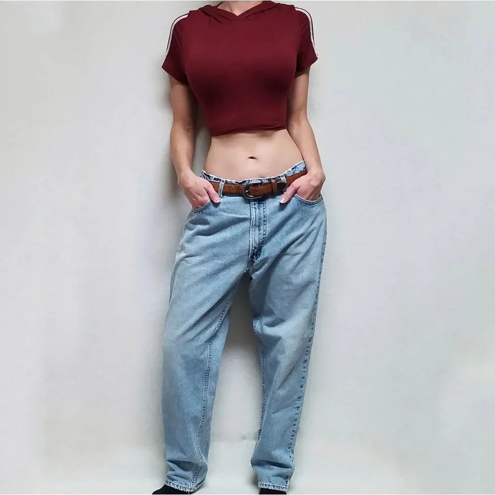 VINTAGE 1996 Levi's 550 Relaxed Fit Tapered Leg Distressed Stone Wash Mom Jeans